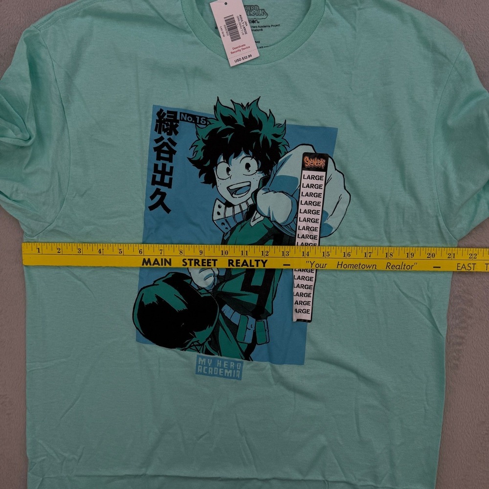 My Hero Academia Shirt Unisex Large Deku Long Sleeve T Shirt Green Funimation‎ - Picture 5 of 10